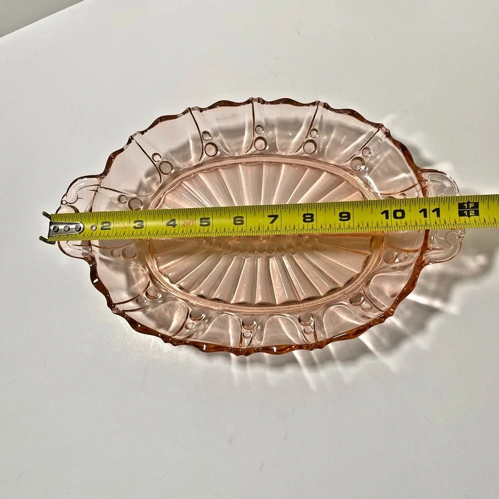 Anchor Hocking Pink Depression Glass Relish Serving Dish Oyster & Pearl Divided